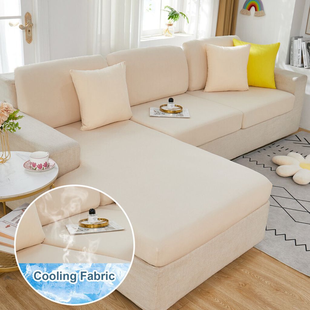 (Beige,100×55cm)kühlen Eisfaden Sofa Sitzkissenbezug Wasserdichter Sofa Kissenbezug Stretch Anti-Falten Terrassen Sitzkissenbezug Outdoor K...