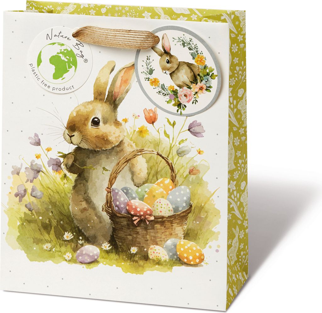 Ostern Geschenktasche medium  Hase mit Osterkorb Produktbild 