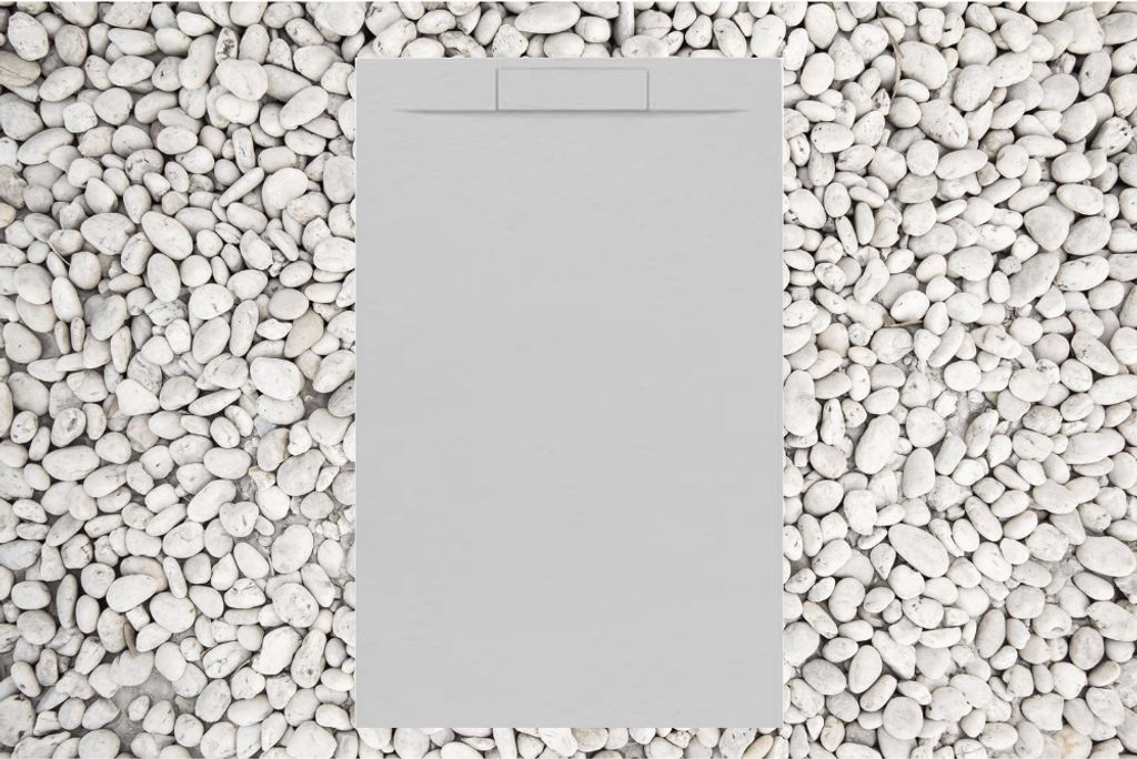 Duschwanne 175X95 cm PERLGRAU Vulcano Line PLUS aus Kunstharz und Marmorpulver mit Seitengitter AUS MARMORESINA - FRASCIO