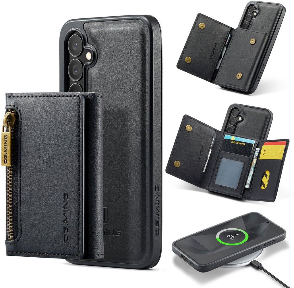 Stravo × DG.MING Lederhülle für Samsung Galaxy S25 – 2-in-1 Wallet mit Kartenhalter, abnehmbar, MagSafe kompatibel, robust – Lila