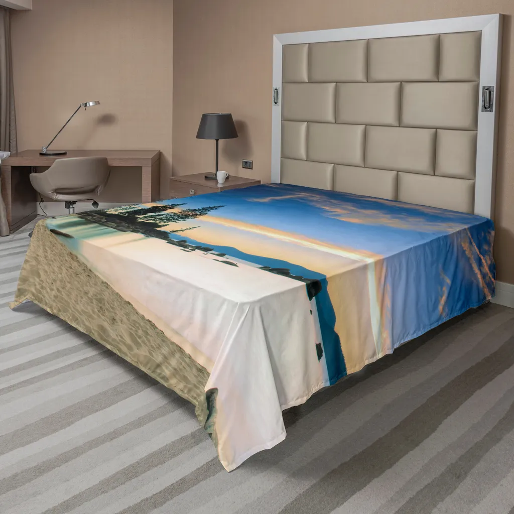 Drap de lit doux et confortable motif lever de soleil 266x260cm lavable