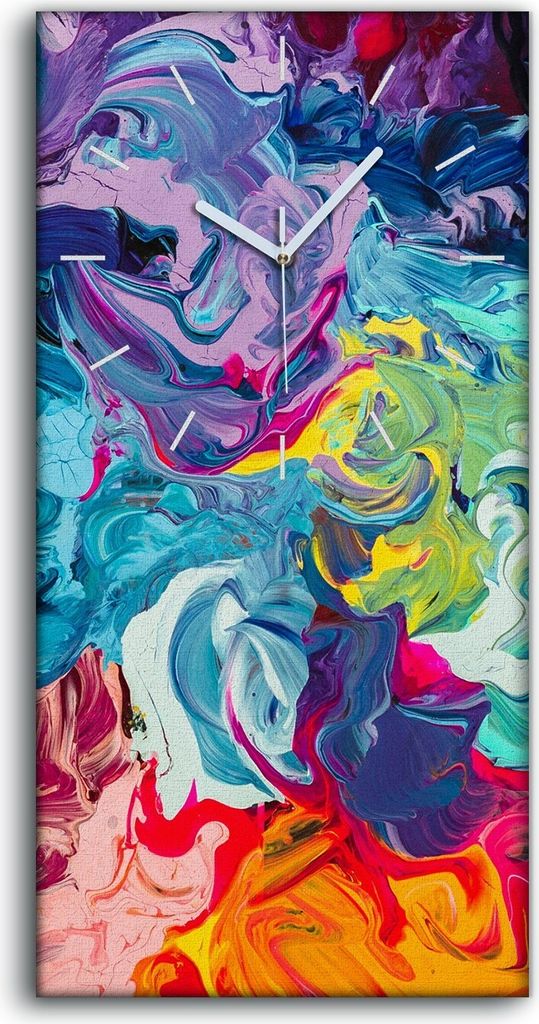Leinwand Wanduhr Wandkunst Uhr Quarz 30x60 abstrakte bunte Produktbild 