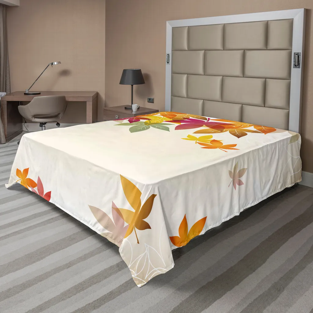 Drap plat ABAKUHAUS motifs feuilles d'érable pastel 266x260 cm multicolore