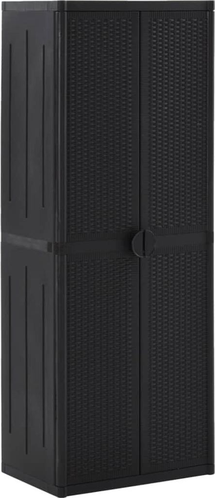 Gartenschrank Schwarz 65x45x172 cm PP Rattan