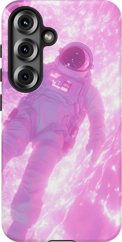Schwebender Astronaut vor leuchtend pinker Plasmawolke – Hülle Kompatibel mit Galaxy S25