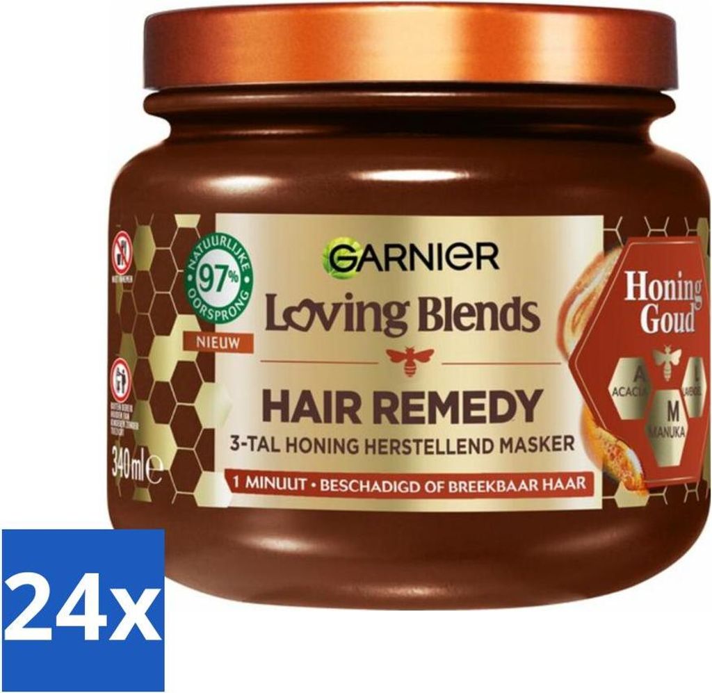 Garnier – Loving Blends Honey Gold – Hair Remedy Haarmaske – Geschädigtes & brüchiges Haar – 340 ml - Vorteilspack - 24 Stücke