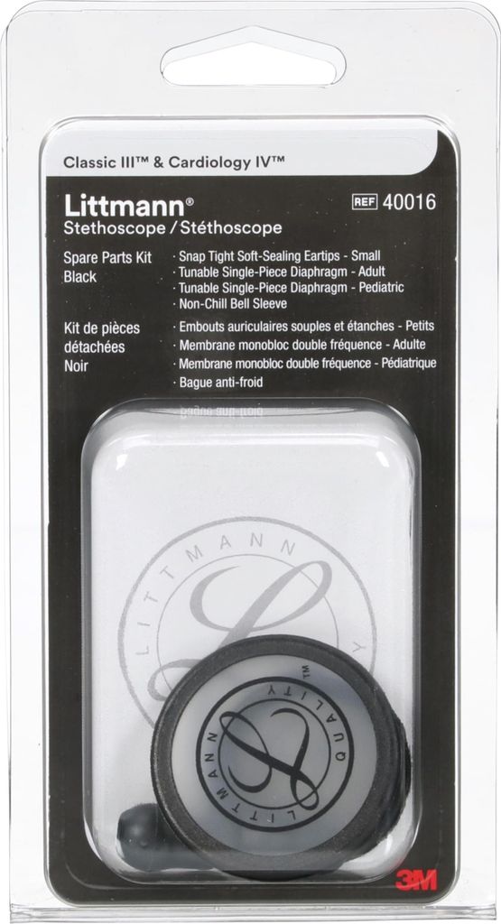 3M Littmann Stethoskop Ersatzteil-Set, Classic III, Cardiology IV und CORE, 40016 , schwarz