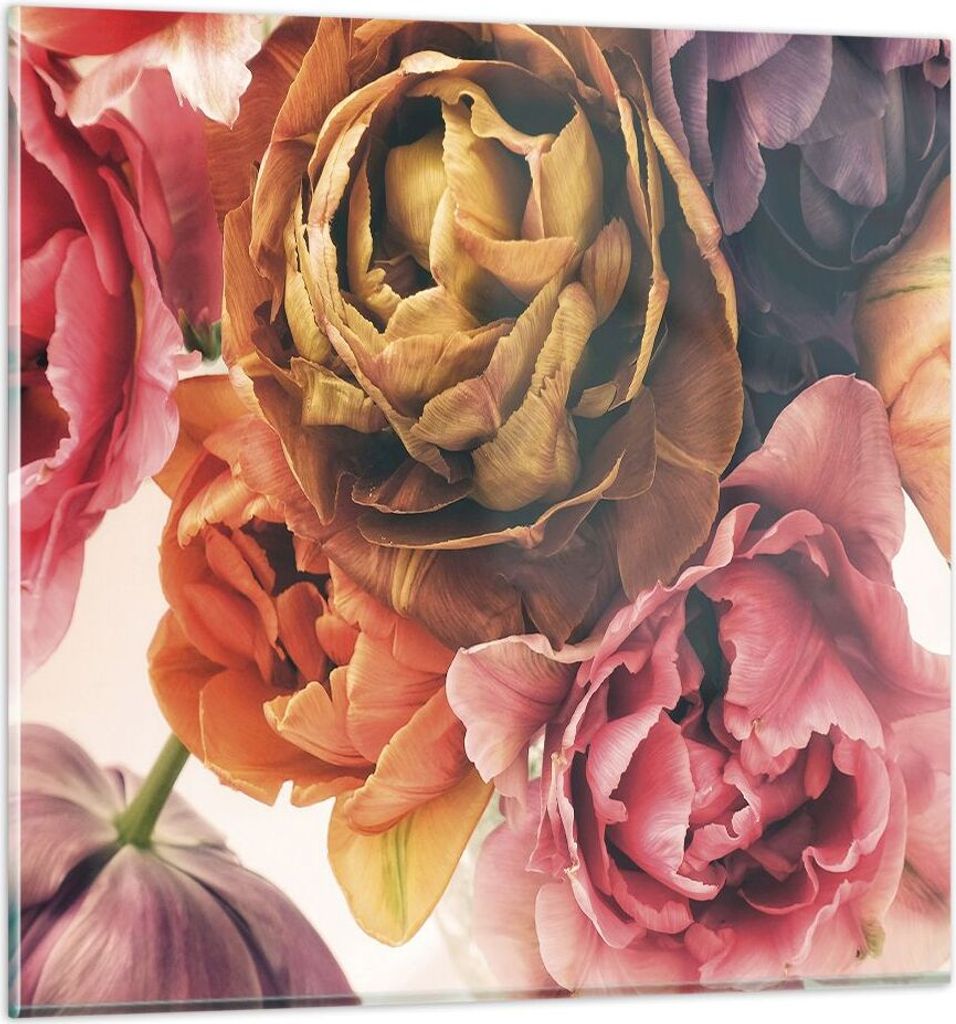 Bilder auf glas - Einteilig - Blumenstrauß Blumen Braut - 60x60cm - Glasbilder - Wandbilder - Bilder - zum Aufhängen bereit - Wanddekoration aus ...