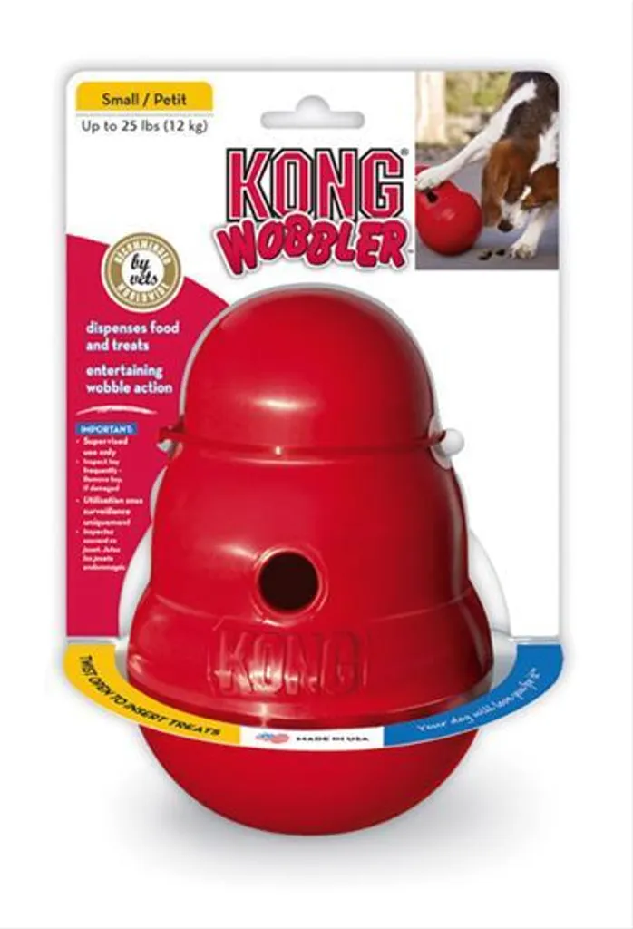 Kong Wobbler S Rouge Jouet Anti-Glouton pour Chien qui Mange Trop Vite