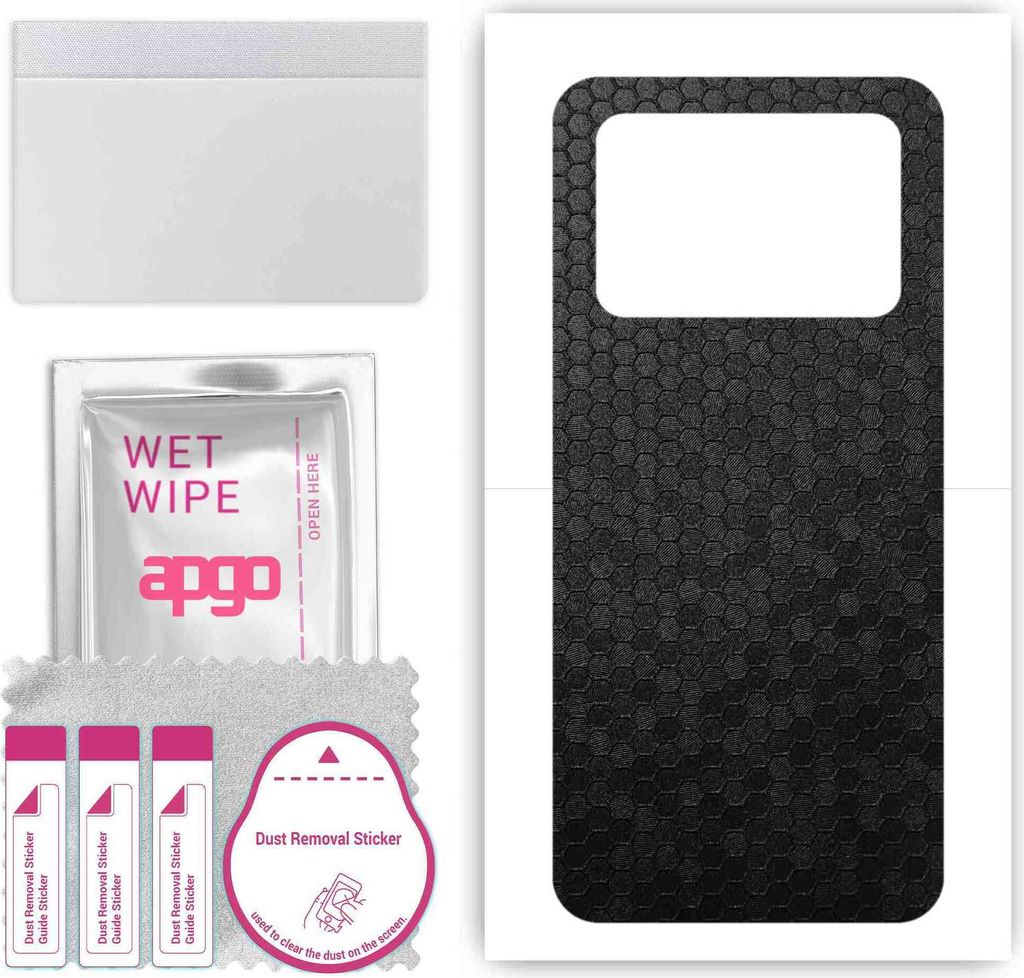 apgo Rückseite Schutzfolie, Skin, kompatibel mit Xiaomi Poco M4 5G, Hinten Displayschutzfolie aus Vinylfolie, kratzfest, einfache Montage - Schwar...