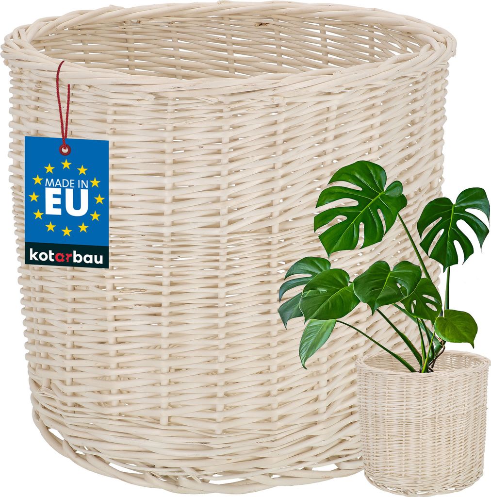 KOTARBAU® Weidenkorb zum Bepflanzen Weiß Höhe 28 cm ⌀ 33 cm Produktbild
