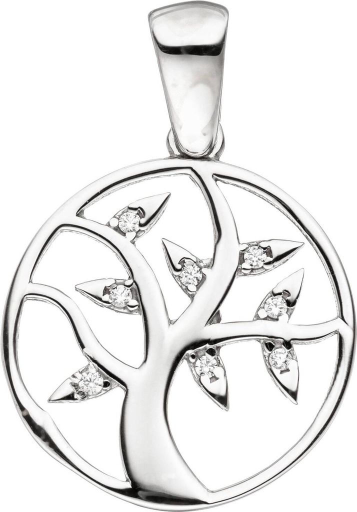 JOBO Anhänger Lebensbaum 925 Sterling Silber mit Zirkonia Silberanhänger