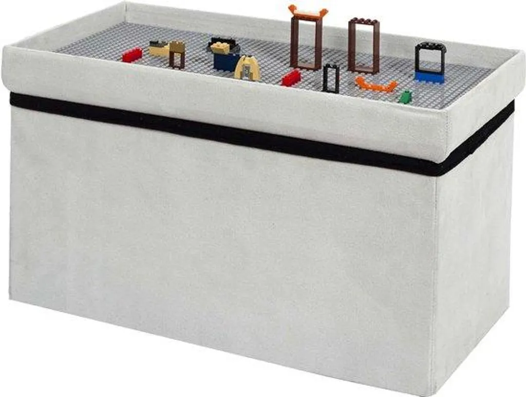 Malle de rangement en bois gris pour jouets et chambre d'enfant - 70cm