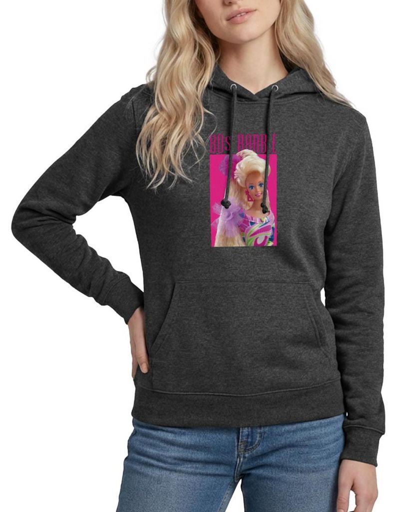 Spreadshirt Barbie Porträt Charakter 80er Barbie 80er Jahre Damen Hoodie, S, Anthrazit