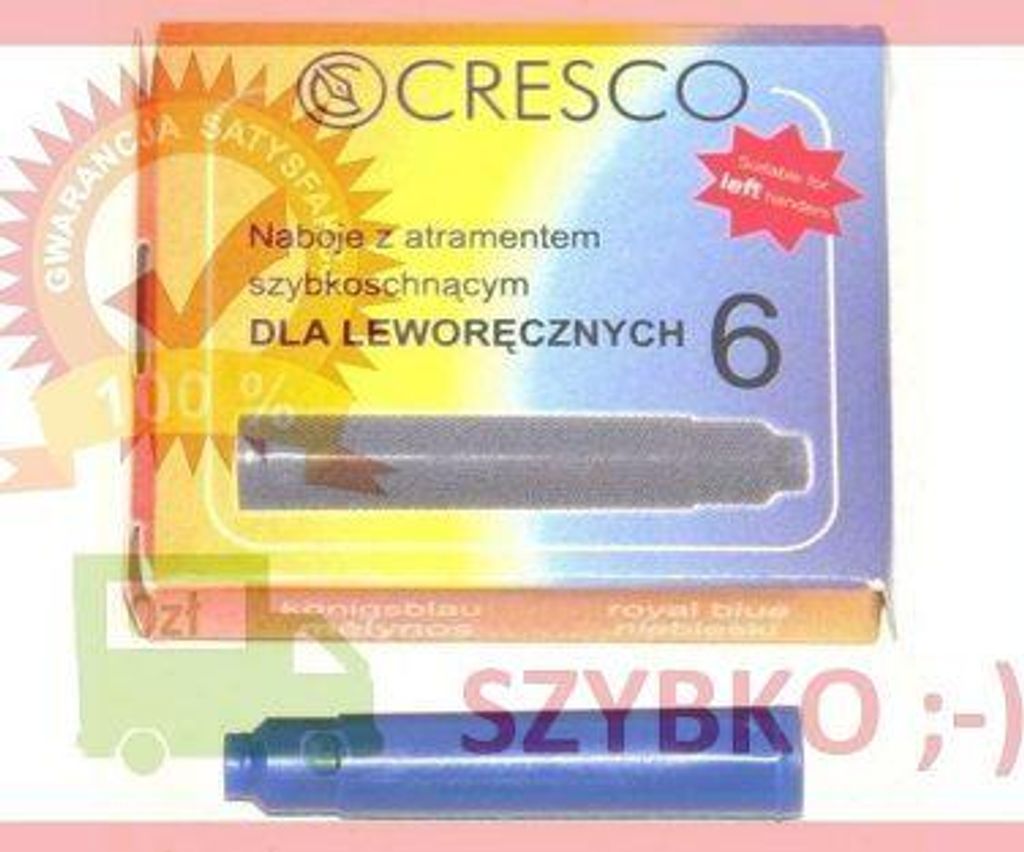Füllpatronen für Füllfederhalter, blau, 6 Stück, für Linkshänder – Cresco