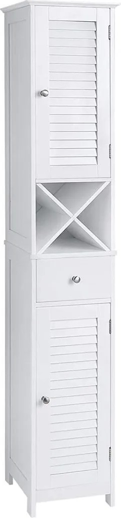 VASAGLE Mobile Bagno Verticale Salvaspazio | 2 Ante e Ripiano a X Removibile