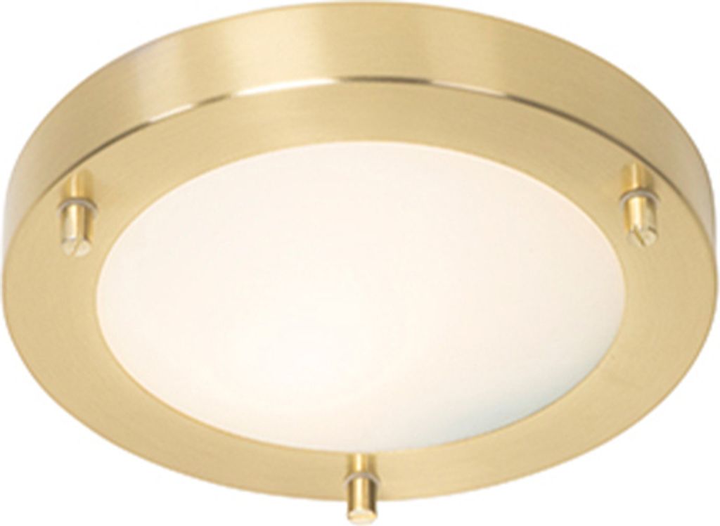 QAZQA - Moderne Bad I Badezimmer Außen Deckenleuchte I Deckenlampe I Lampe I Leuchte Gold I Messing 18 cm IP44 - Yuma I Außenbeleuchtung - Stahl ...