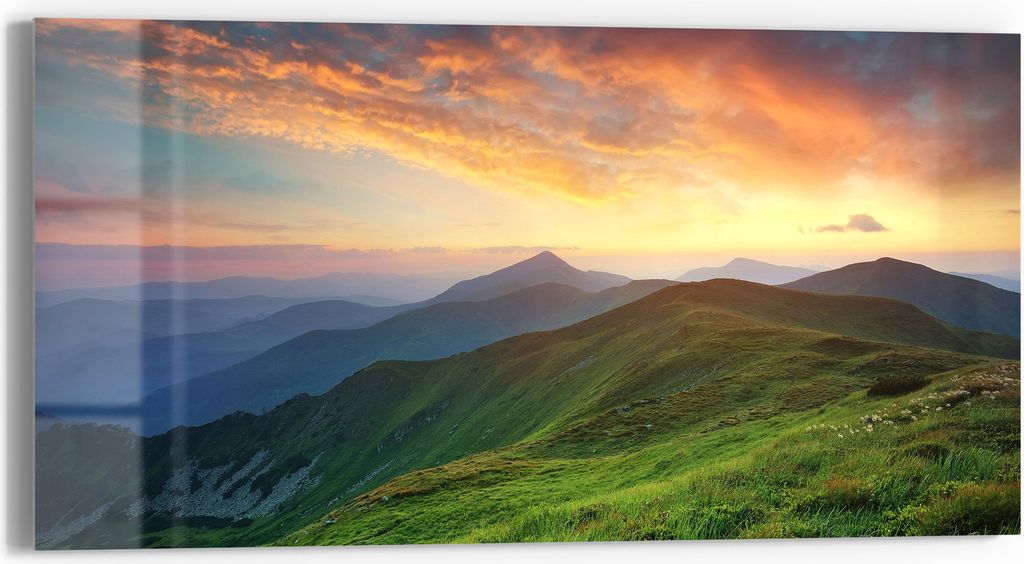 DEQORI Glasbild Echtglas 60x30 cm 'Abendlicher Horizont' Wandbild Bild modern Deko