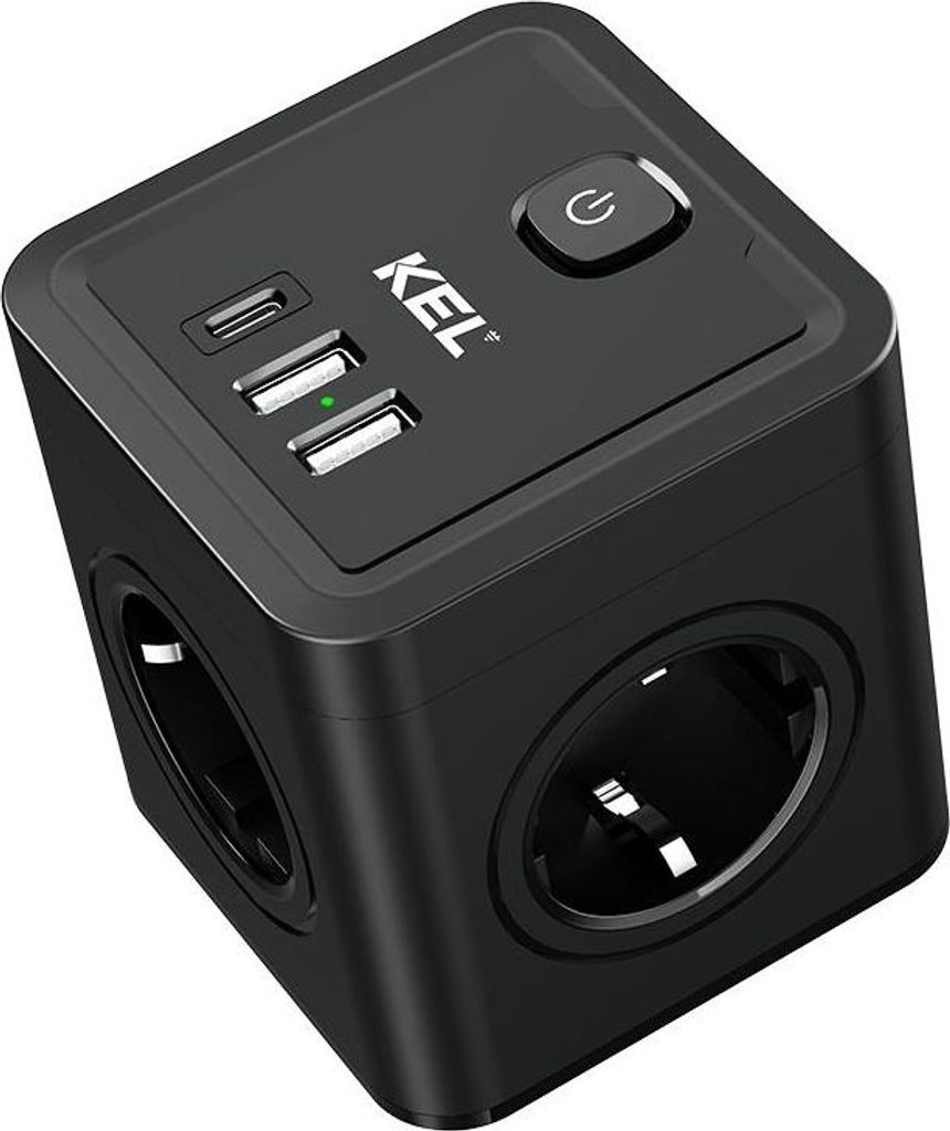 Steckdosenadapter mit 4x 230V Schuko Steckdosen 2x USB-A 1x Produktbild 