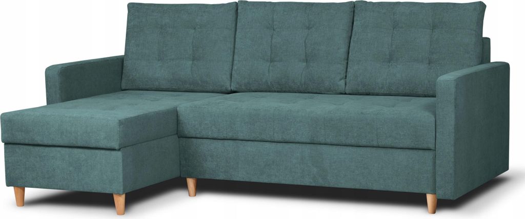 Ecksofa - Schlafsofa - Sofa mit Schlaffunktion und Stauraum - Grün - 224 x 98 x 146 cm - Couchgarnitur - Platzsparendes - VIVO