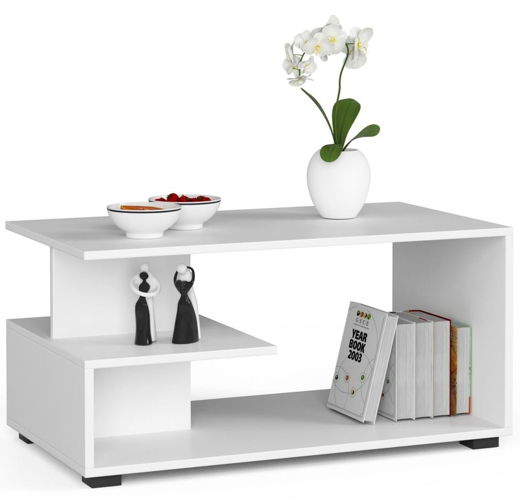 Couchtisch Holz Pin 90x45x51 cm, Wohnzimmer, Weiß