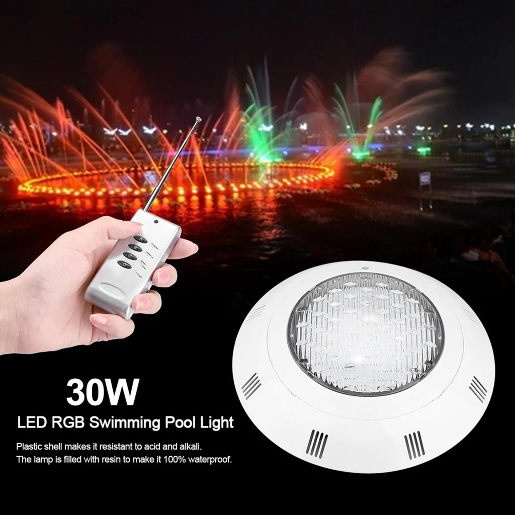 Éclairage Multicolore pour Piscine 30W - Projecteur LED avec Télécommande - 8