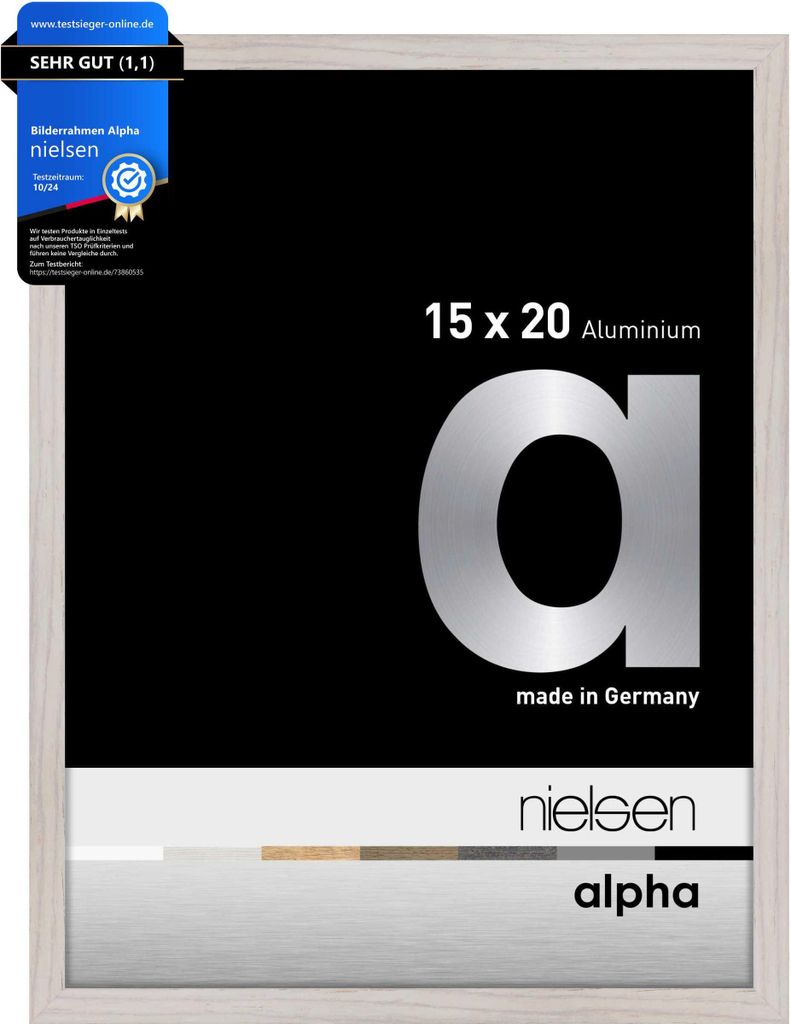 nielsen Aluminium Bilderrahmen Alpha, 15x20 cm, Eiche Weiß Produktbild 