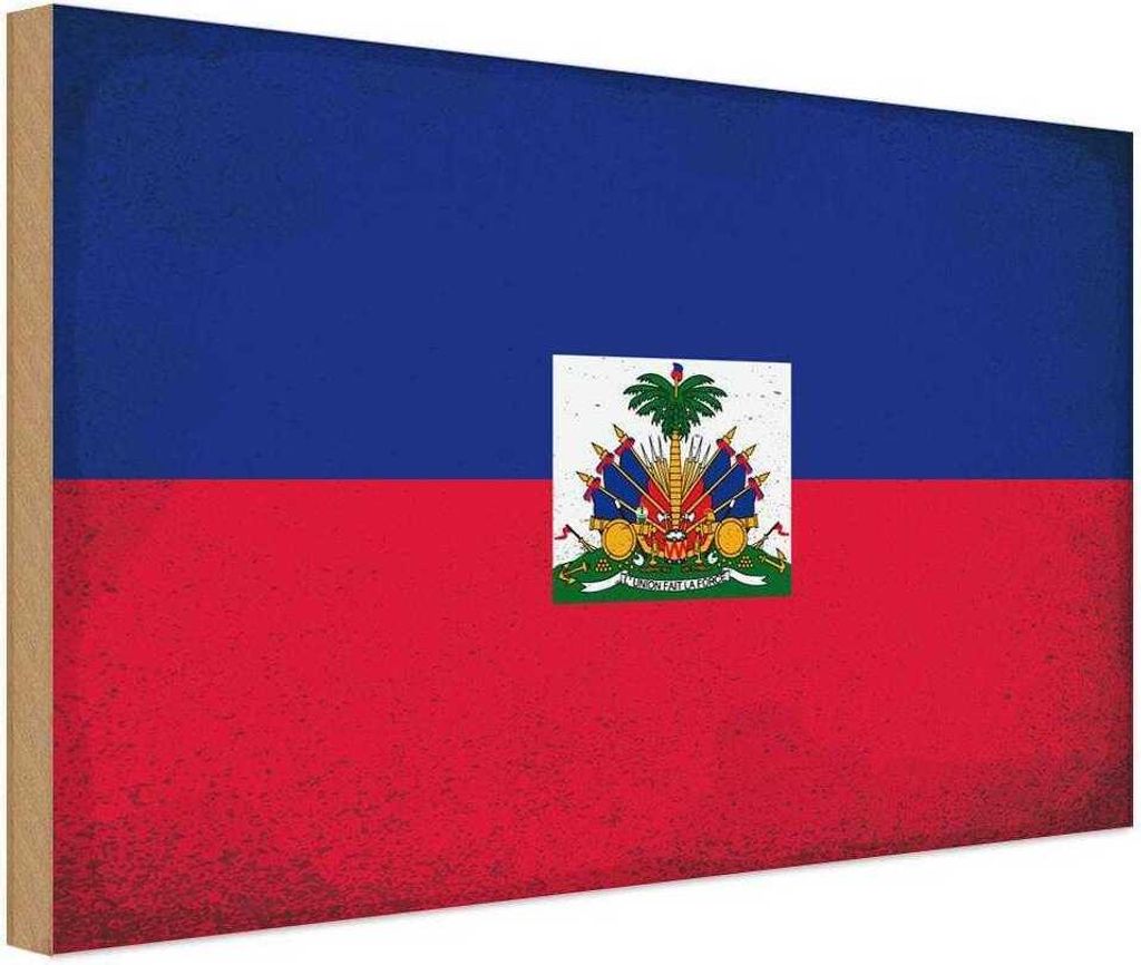 vianmo Holzschild 20x30 cm Haiti Vintage Flagge Fahne Wappen