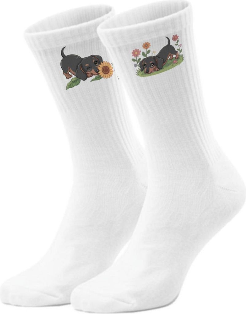 epicsocks Dackel Dreams Blumen Socken in 37-41 im Paar