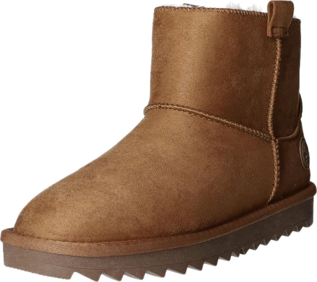 A single brown boot is shown against a white background.