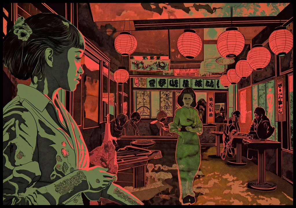 Plakat 100x70cm Nachtleben in Japan