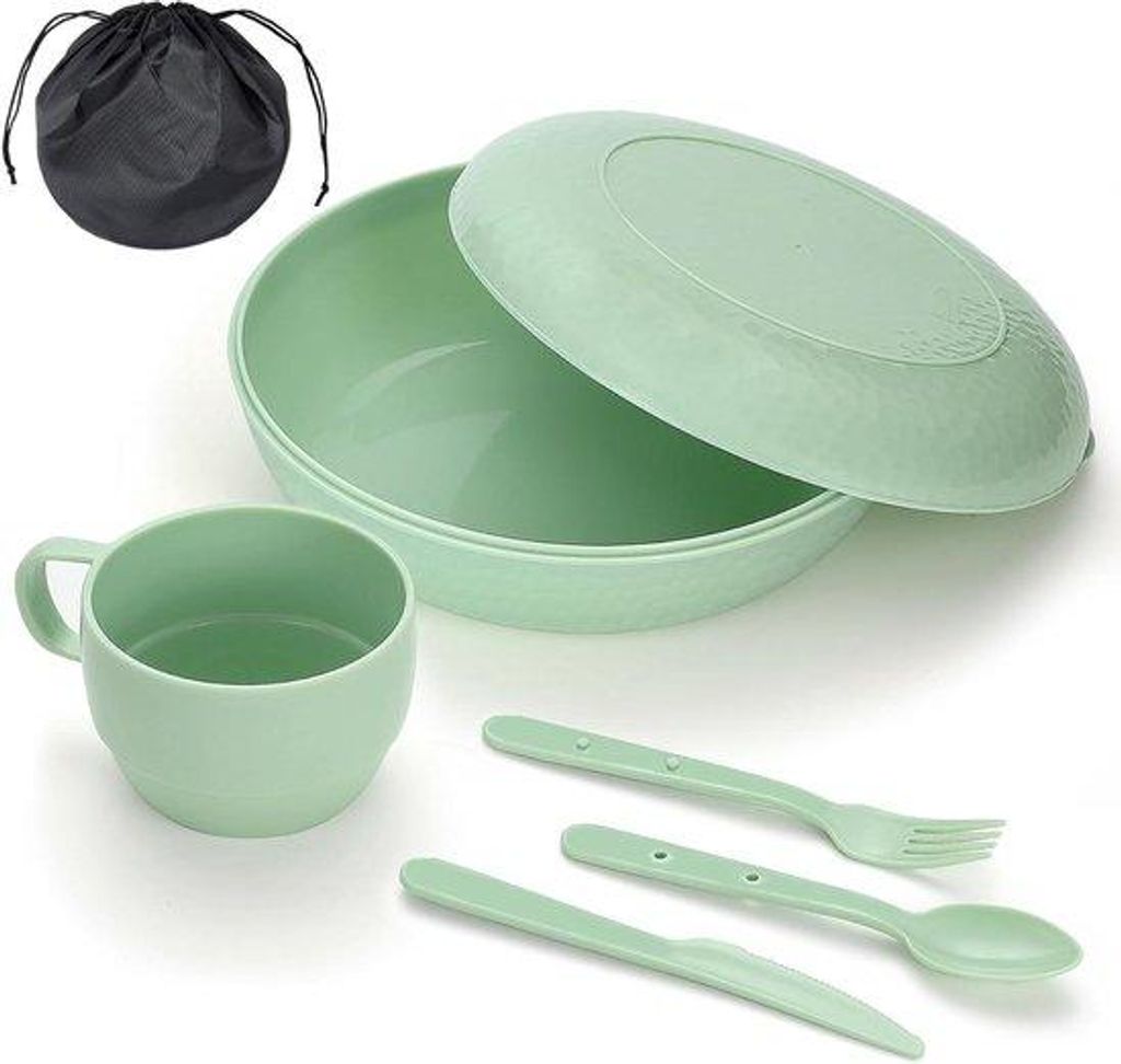 Camping Kochset 6-teilig, Plastik, Reise, Picknick, leicht