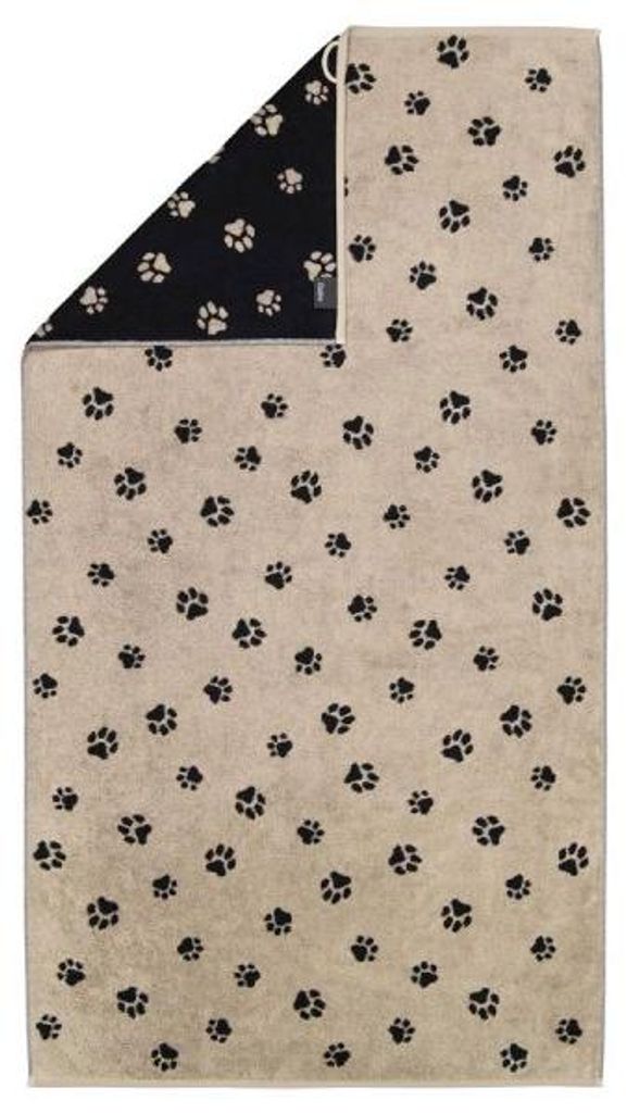 Cawö Duschtuch We love Dogs Pfoten Paws Schwarz Beige Produktbild 