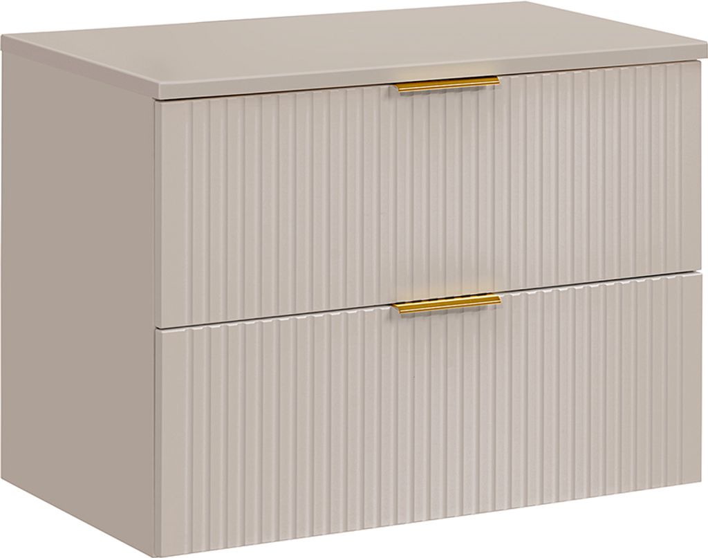 Waschtischunterschrank 80.6cm Adriel mit 2 Schubladen, Beige