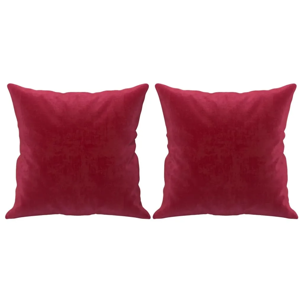 Décoration de Salon : Pack 2 Coussins Velours Bordeaux 40x40 cm Confort