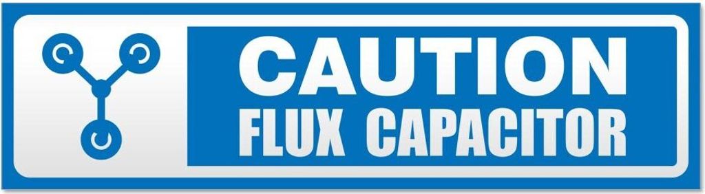 Kiwistar Flux Capacitor Caution invertiert Magnetschild Schild magnetisch - 60cm Blau - Magnetfolie für Auto PKW Kfz