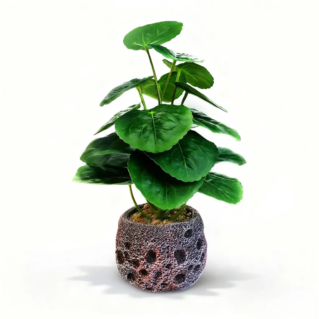Plante artificielle Basella 30 cm en pot de pierre - Verdure réaliste