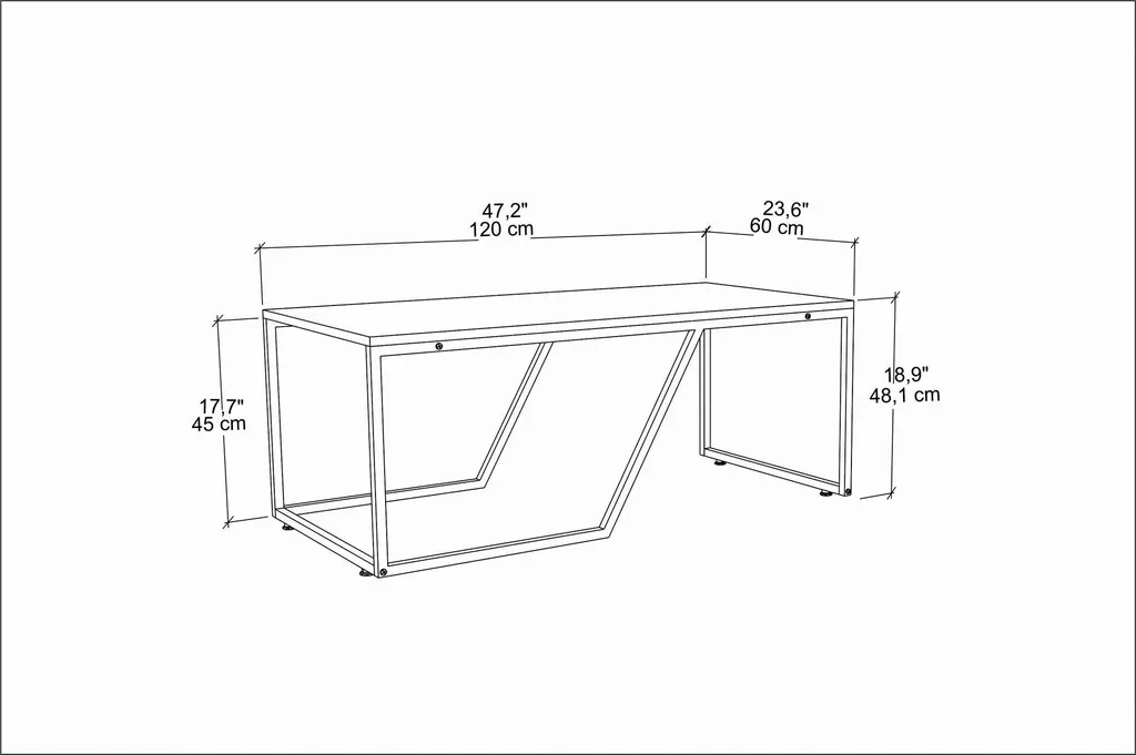Grande Table Basse Noire Wendy 120x48 cm avec Plateau Large et Robuste