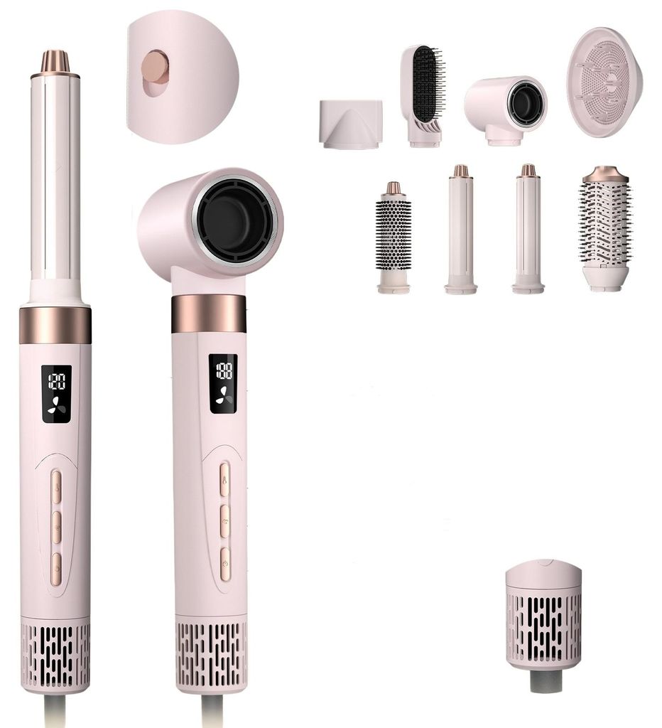 INF 8-in-1 Heißluftstyler 1500W ABS+PC 27cm für Zuhause, 8-teilig Rosa