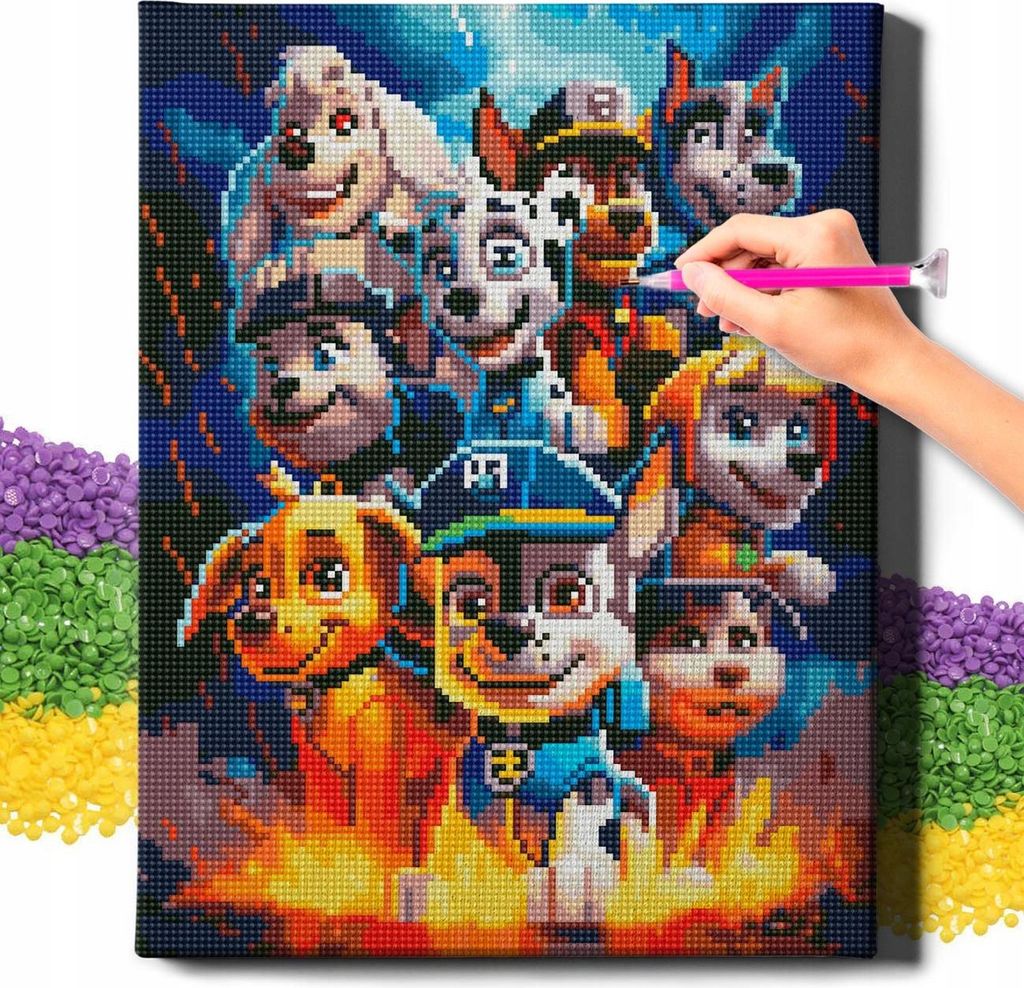Broderie diamant 5D « Paw Patrol » 30 x 40 cm avec cadre Image du produit 