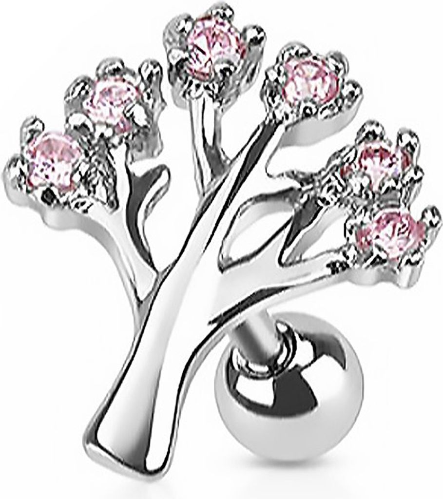 Autiga Ohr Piercing Stecker Tragus Helix Cartilage Barbell Lebensbaum Tree rosa