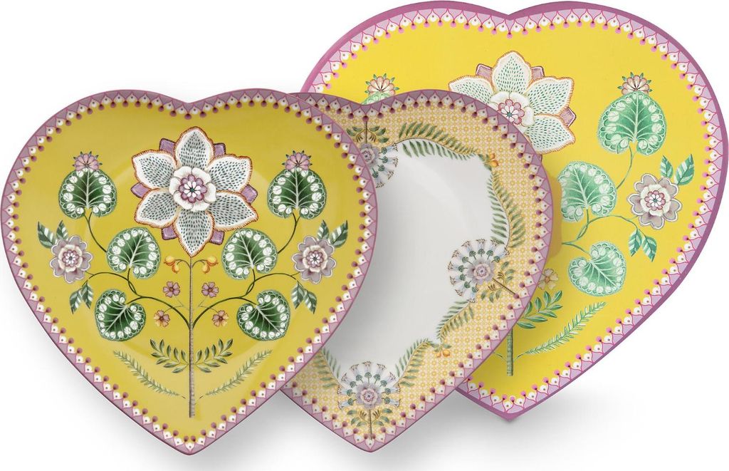 PIP STUDIO Lily&Lotus Yellow Herzformteller 21,5cm Set2