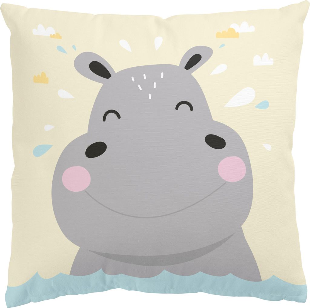 Dekokissen Tiere drinnen / Indoor Zierkissen Canvas waschbar Design grau Illustration Sofakissen ohne Füllung