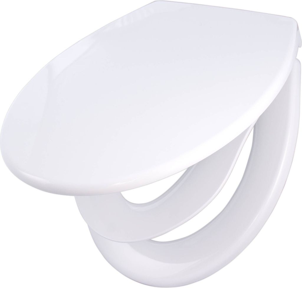 banjado Familien WC Sitz mit Absenkautomatik 37x44,5x5cm - Klodeckel/Klobrille mit kindersitz aus hochwertigem Polypropylen [TDWK Blanco]