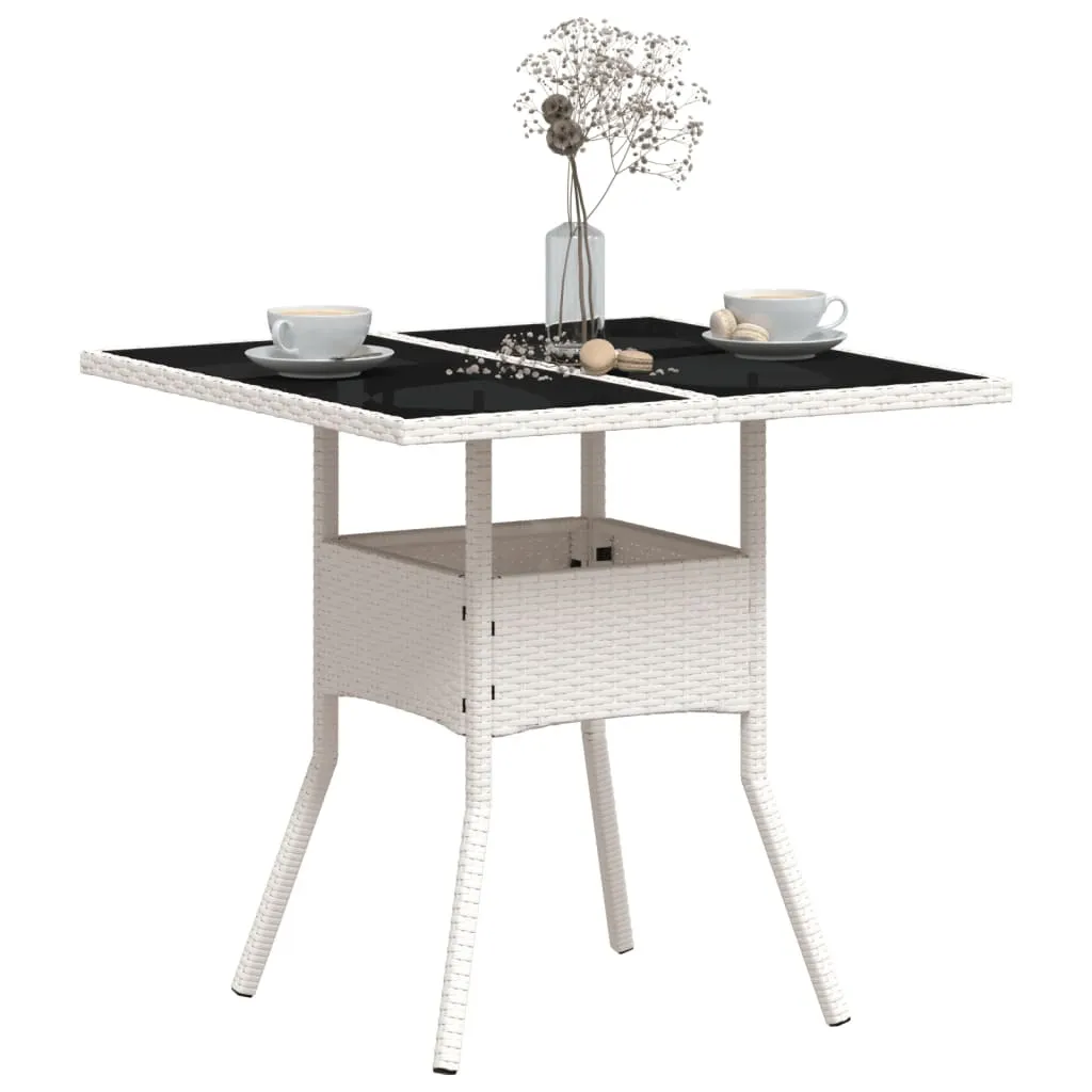 Tavolo da giardino con piano in vetro Bianco 80x80x75 cm Poly Rattan - Tavoli da giardino Mobili2025 CHY1551591 1pacco - 4