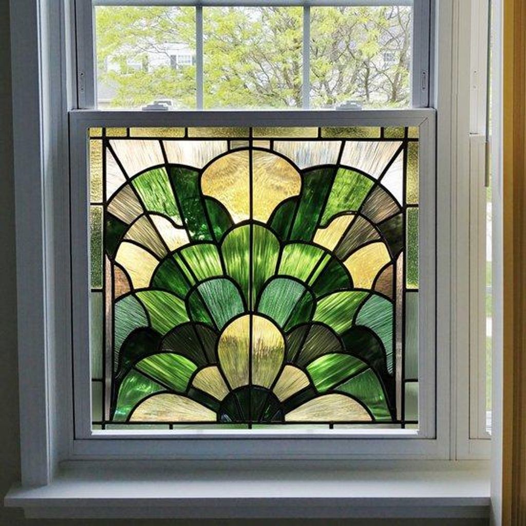 Buntglas-Regenbogen-Folie, Kunst-Nouveau-Stil Entfernbare Vinyl-Statik-Scheibenklammer, Privatsphäre-Sticker, UV- und Hitze-Kontrolle-Glasfolie, 5...