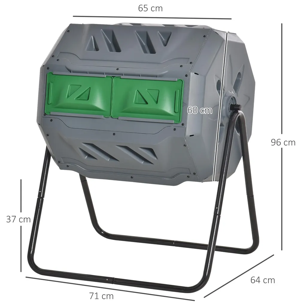 Bac à Compost Rotatif pour Déchets Ménagers avec Double Compartiment 160 L - 5