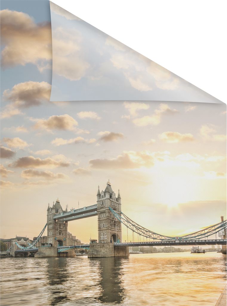 Lichtblick Fensterfolie selbstklebend, Sichtschutz, Tower Bridge - Orange 100 cm, 100 x 100 cm (B x L)