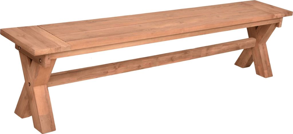 Gartenbank NORMA - 200cm Breit, Teak, Natur | Terrassenbank Wetterfest Sitzbank Outdoor Bank