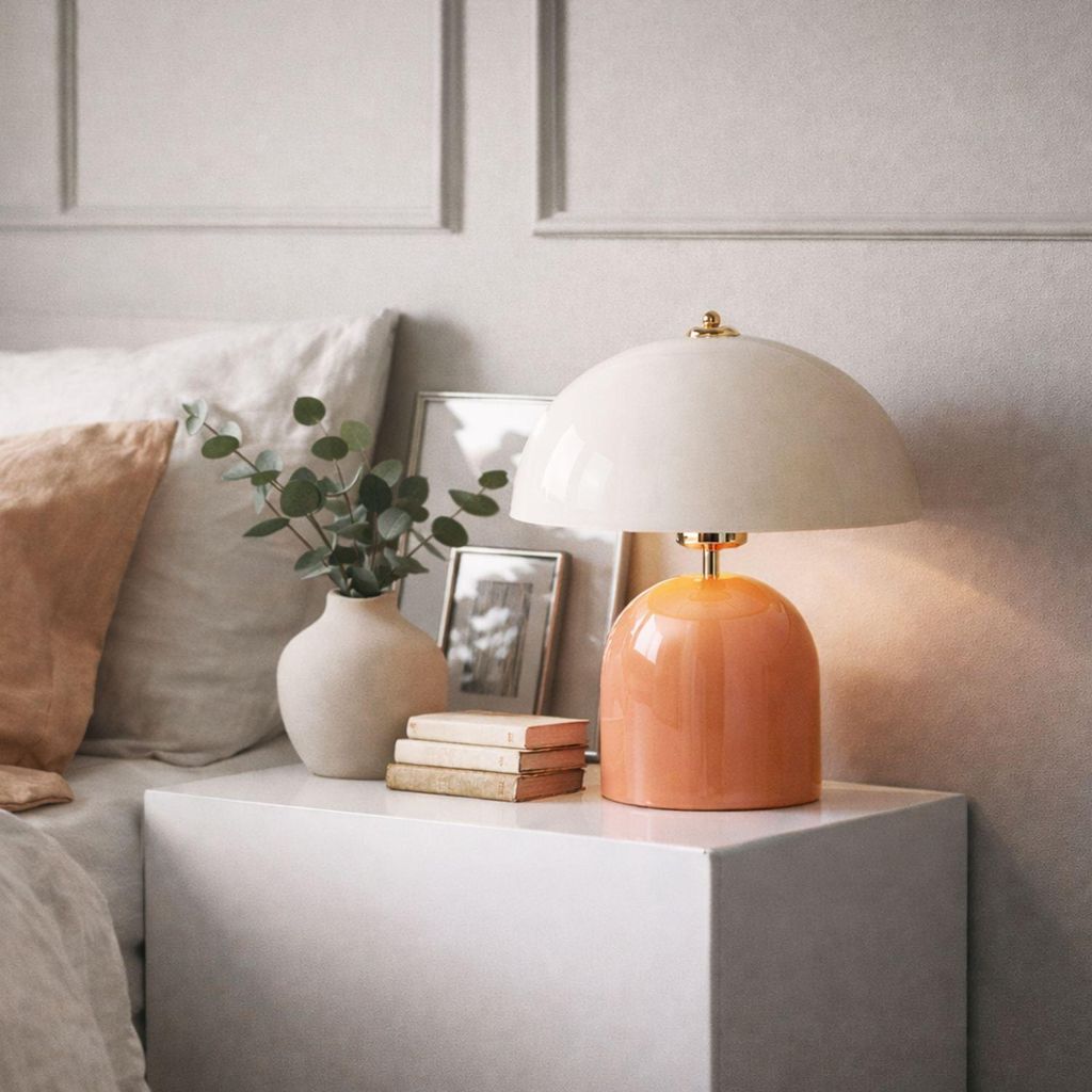 Opviq, Moderne Tischlampe mit Metallkörper, Salmon, 32 cm Produktbild 